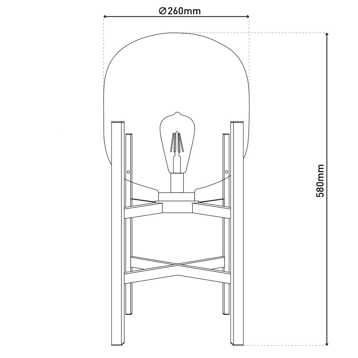LED Socket Light "Lora" hoogte 58 cm, gemaakt van metaal en glas, gemaakt van zwart metaal en helder glas, voor binnen en buiten