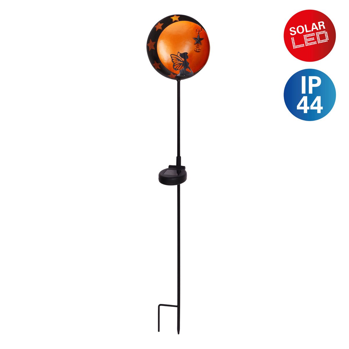 LED Solar Earth Spit "Elfe", voor buiten, metaal en plastic aarde spit in bruin, met geïntegreerde LED