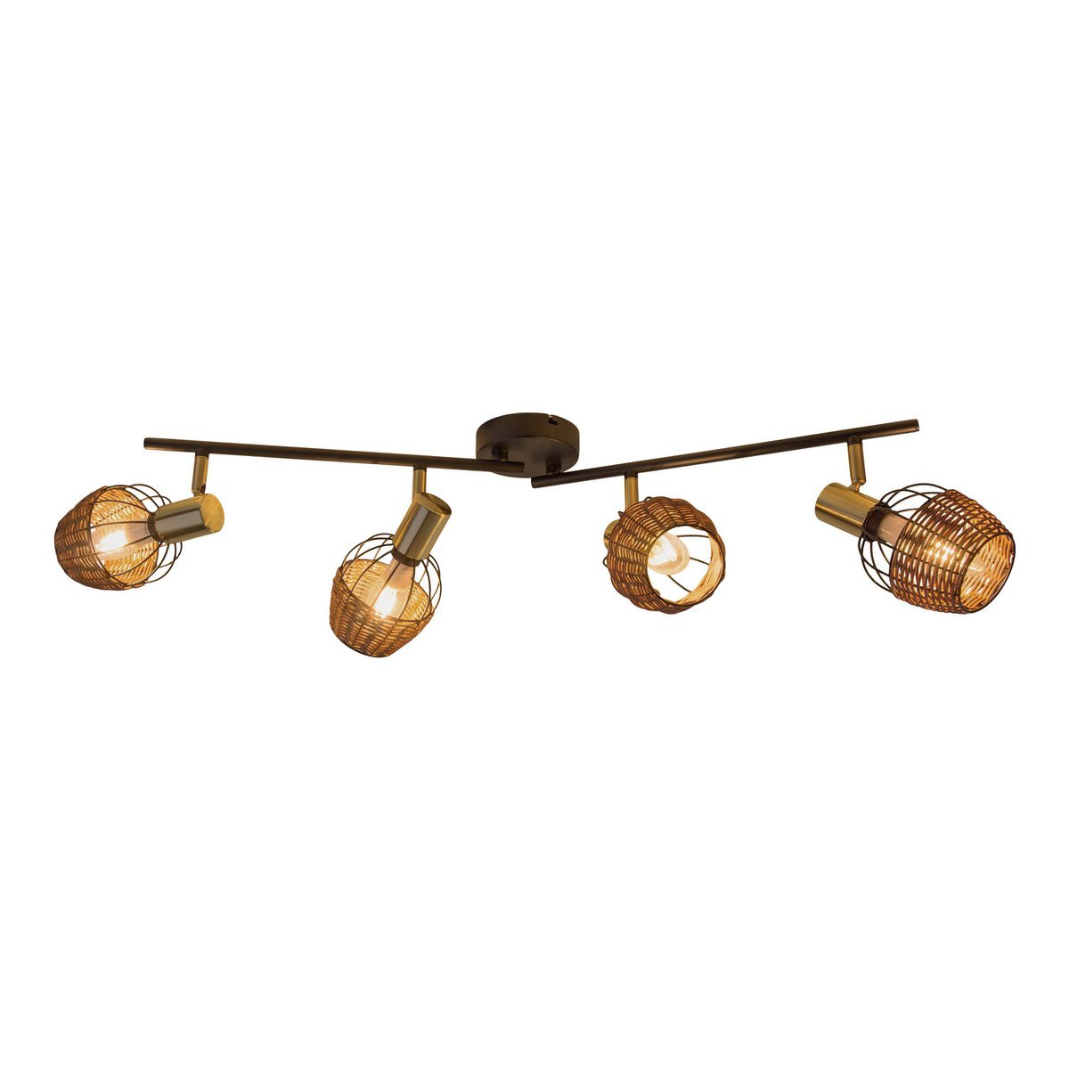 4 plafondlamp "Corbis", metalen plek in zwart en goud, met E14 -aansluiting, voor eetkamer, woonkamer, gang of kantoor, plafondlamp, 78 cm lang