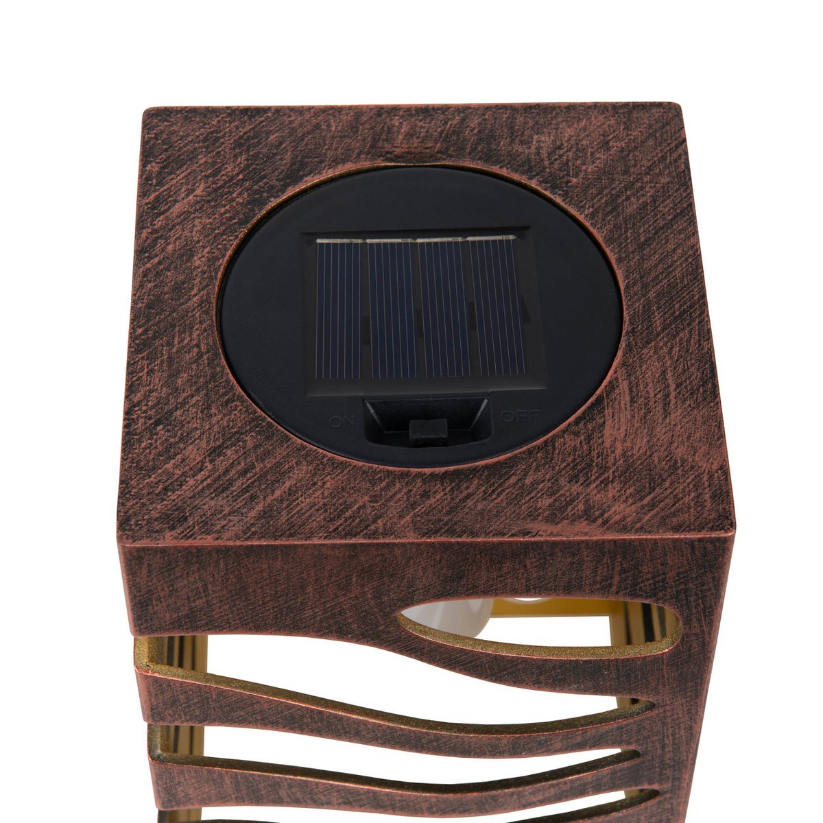 LED Decoratie Solar Light "Hilda", 12,3 x 12,3 cm, 20 cm hoog, gemaakt van hoogwaardige plastic, binnen goud, goudbruine metalen afwerking, geïntegreerde LED, warm wit