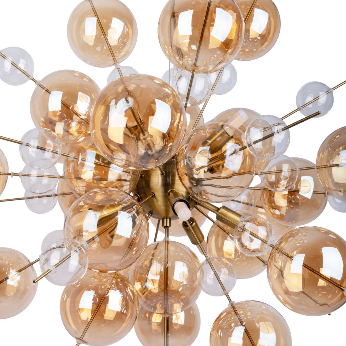 Hanger lamp "explosie" barnsteen gemaakt van metaal en glas, G9 -versies, hangende lamp voor eetkamer, woonkamer, gang of kantoor, hangende lamp ØCA. 65 cm