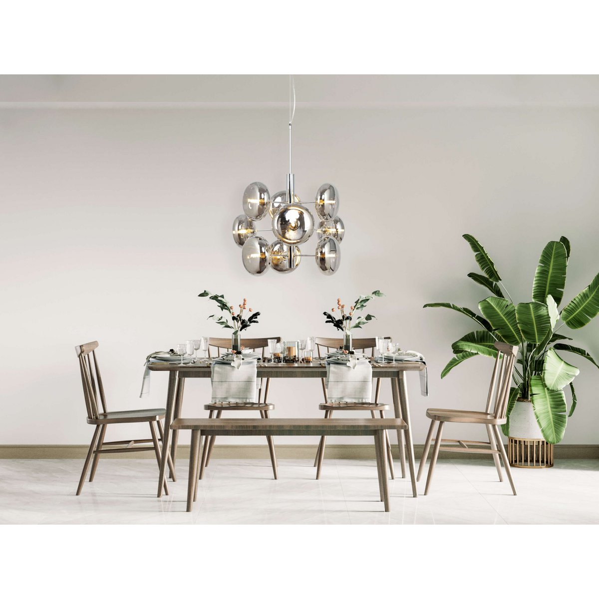 Hanger lamp "Orion" Ø ca. 53 cm barnsteen, gemaakt van messing gekleurd metaal en glas in barnsteen, G9-sockets, verlichting voor woonkamer, eetkamer of kantoor.