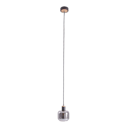 1-pendelende lamp "fumoso", hanglamp gemaakt van metaal en glas in zwart, met E14-aansluiting, voor eetkamer, woonkamer, gang of kantoor, hangende lamp 80 x 20 cm