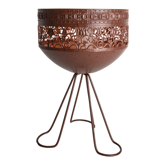 LED decoratief zonnelampje met een standaard, 34,5 cm hoog voor buiten, gemaakt van roestkleurig metaal en plastic, stevig geïnstalleerde LED's