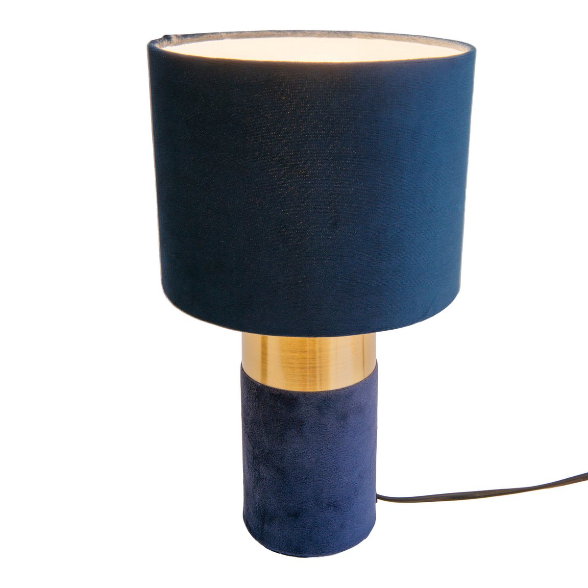 Tafellamp "bordo" 32 cm hoog gemaakt van metaal en velours in goud en blauw, met E14 -versie, lamp voor eetkamer, woonkamer, gang of kantoor