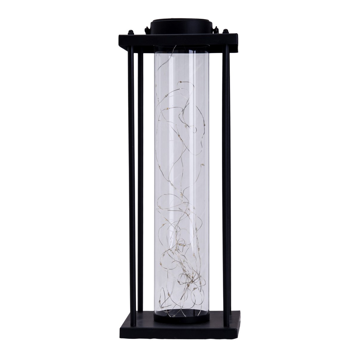 LED ZONNELIJKE LICHT "Fairylight" voor terras en balkon, gemaakt van zwarte metaal en glas, stevig gebouwd -in LED's, decoratielamp voor buiten 51,5 cm hoog