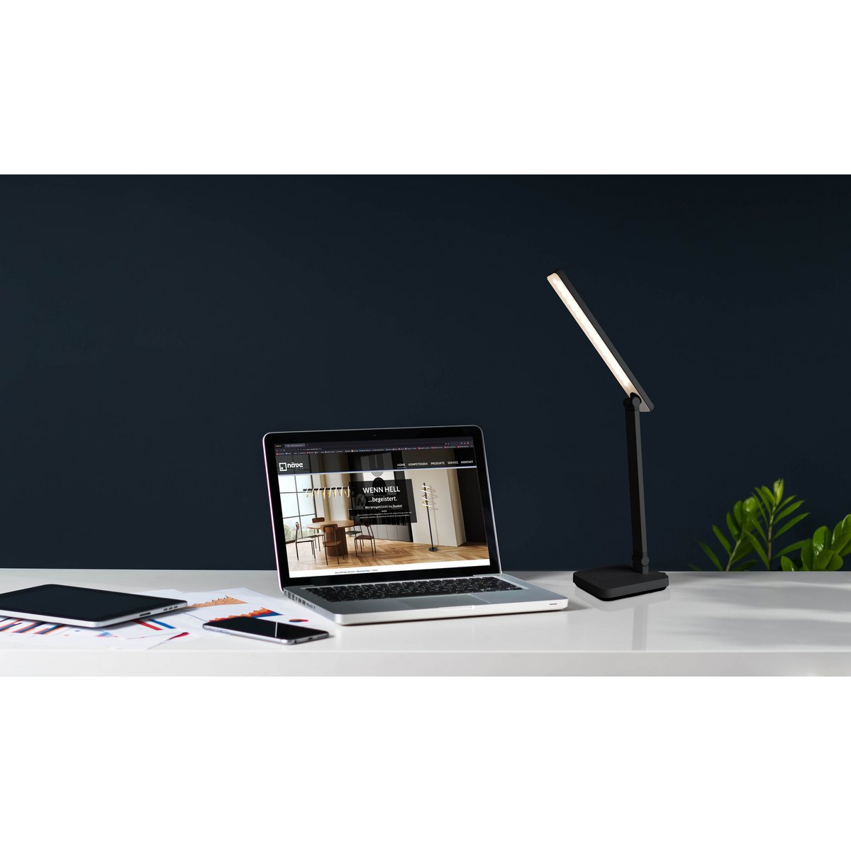 LED -tafellamp "Mover" zwart, metaal en plastic, 38 cm hoog, dimable, CCT -kleurwisselaar