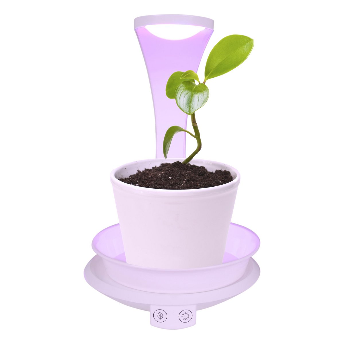 LED -plantentablet Licht 24 cm hoog, gemaakt van metaal en plastic in het wit, met geïntegreerde LED