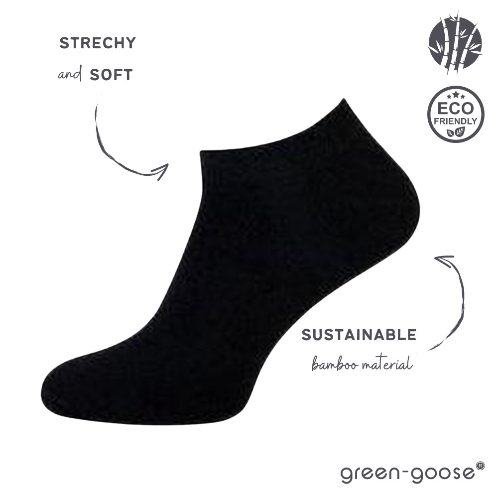 green-goose Bamboe Enkelsokken Dames - 2 Paar - Zwart - 95% Bamboe