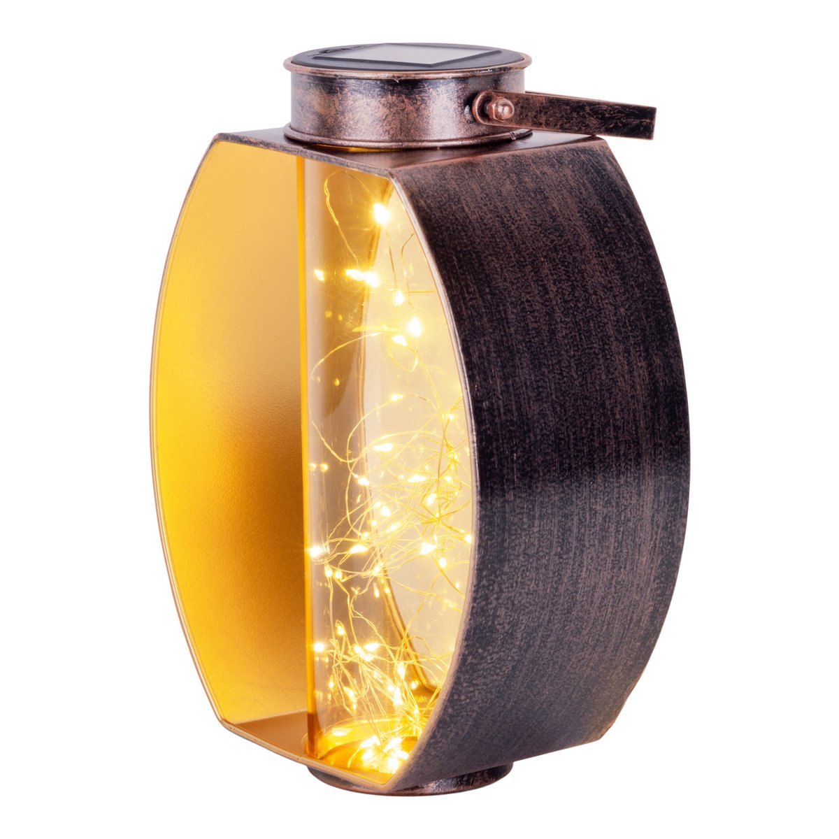 LED ZONNELIJKE LICHT "Fairylight" voor terras en balkon, LED -tafellamp gemaakt van metaal gemaakt van zwart en goud en acryl, stevig gebouwd -in LED's, decoratie Solar Light 26 x 19,5 x12,5 cm