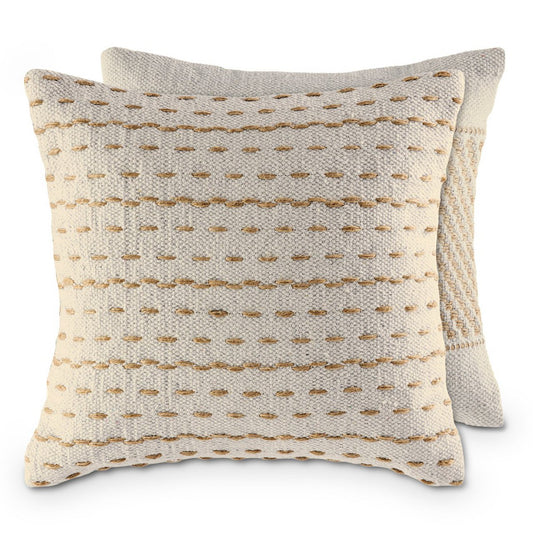 Sofak -kralen 40x40cm Set 2 Decoratieve kussens Decoratieve kussens Katoen en Jute Natuur