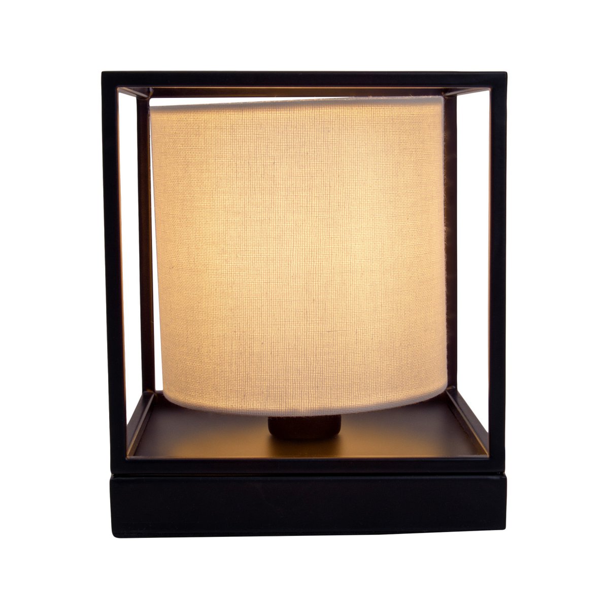 Tafellamp "Beta" wit gemaakt van metaal met stof paraplu in wit, met E14 -aansluiting, lamp voor woonkamer, eetkamer, gang en kantoor, 15 x 15 x 17 cm