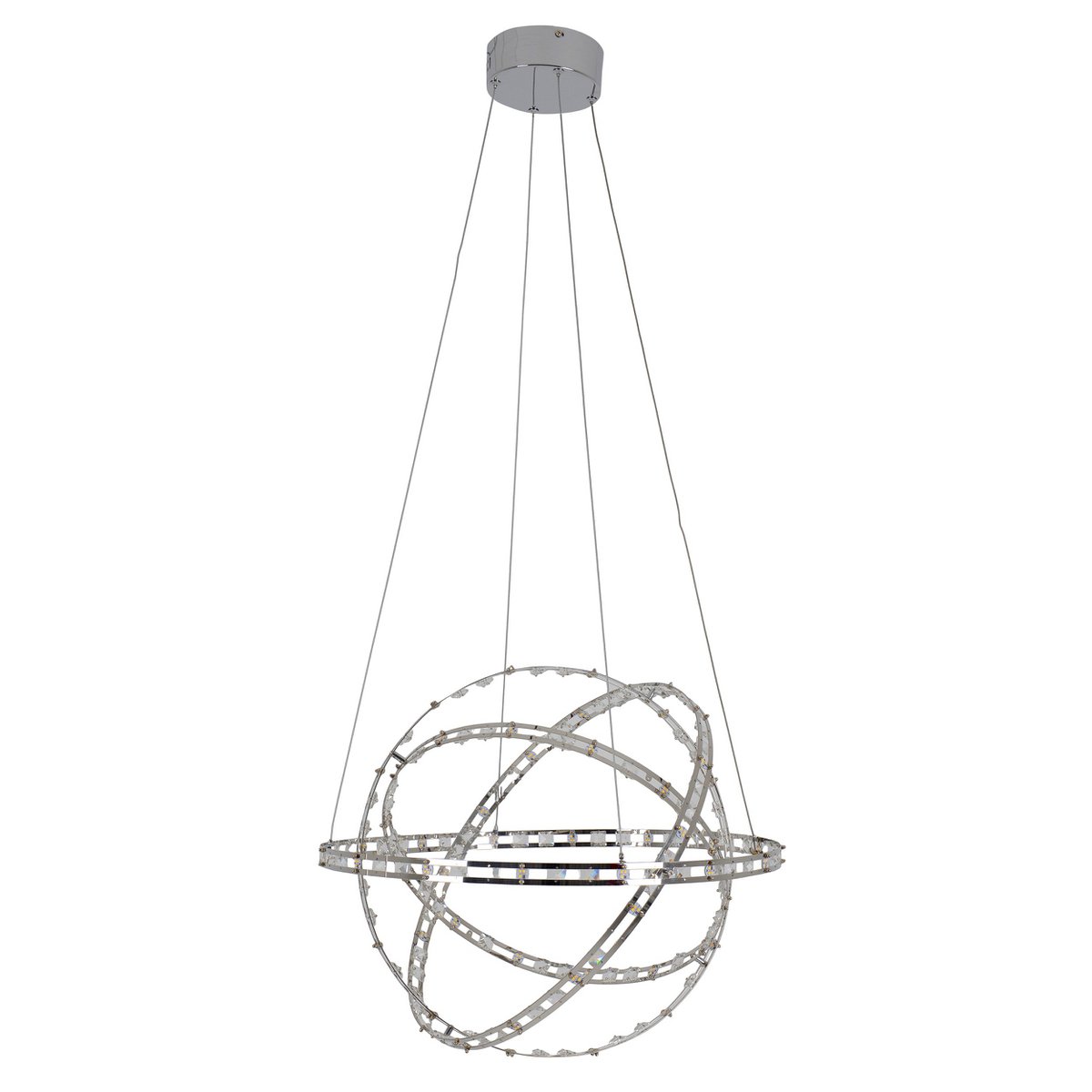 LED -hanglamp "Cosmos" metaal en plastic in chroom, Ø60 cm, met stevig ingebouwde LED's, verlichting voor woonkamer, eetkamer of kantoor.