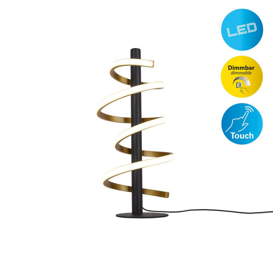 LED -tafellamp "Belleza", moderne metalen en plastic tafellamp in zwart, goud en wit, met stevig gebouwd -in LED's, 50 cm hoog, verlichting voor woonkamer, eetkamer, slaapkamer of kantoor.