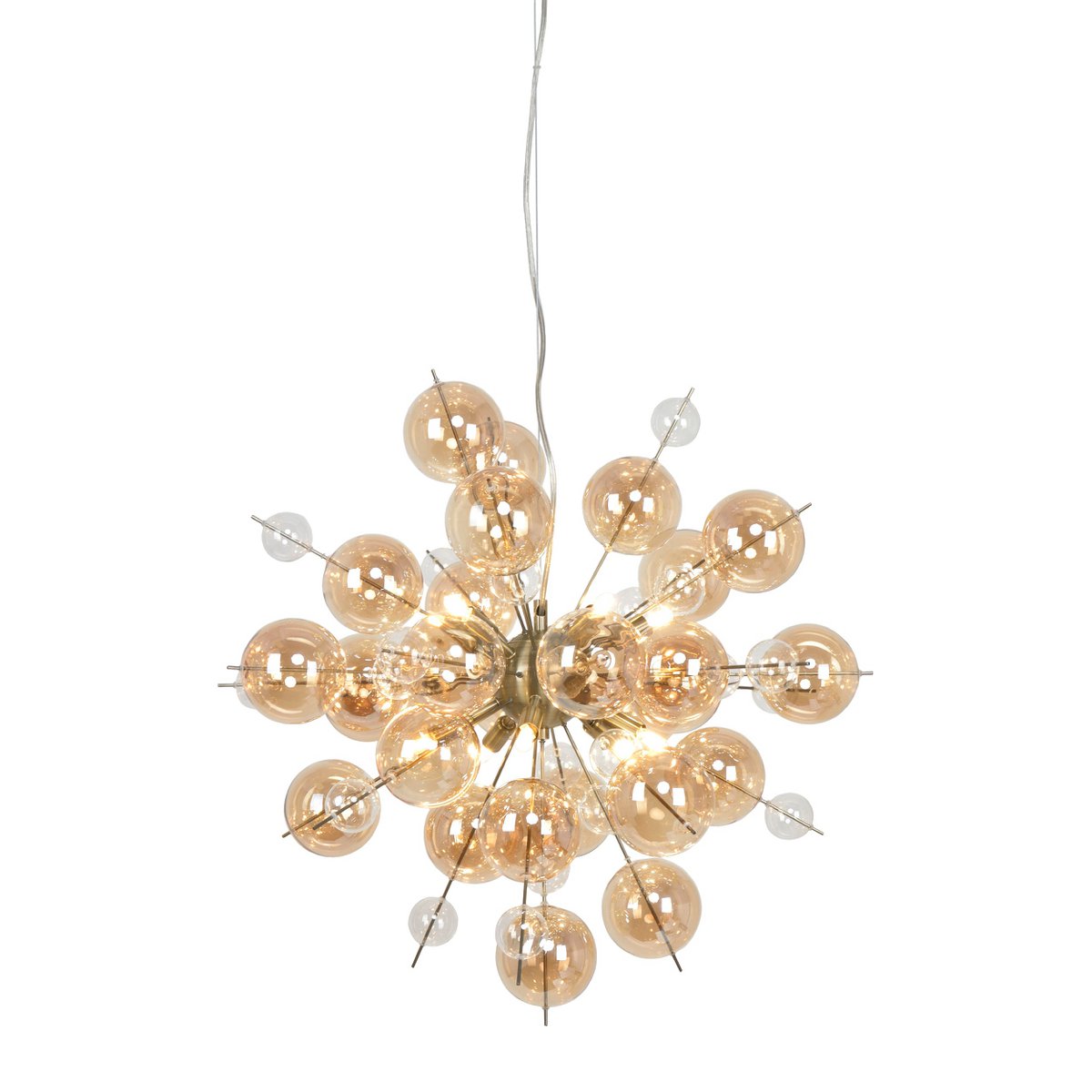 Hanger lamp "explosie" barnsteen gemaakt van metaal en glas, G9 -versies, hangende lamp voor eetkamer, woonkamer, gang of kantoor, hangende lamp ØCA. 65 cm