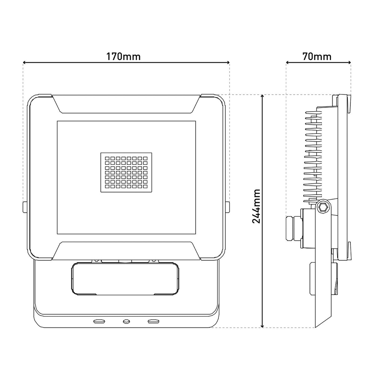 LED Outer Lamp "Spotlight" gemaakt van metaal en glas in het zwart, met geïntegreerde LED
