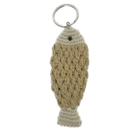 Luna -Leena Keychain Fish - Bag Charm - Sand - Organic Cotton - Hand Haak in Nepal - Bag Hanger