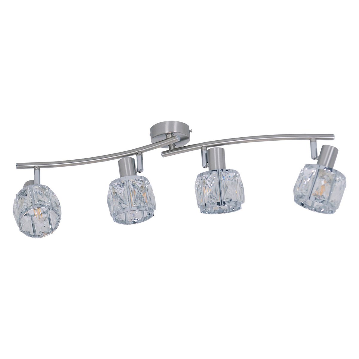 4-geleide plek "Josefa" met E14-versie Filament, metalen plafondlamp en glas in roestvrijstalen look, met E14-versie Filamentlampen inbegrepen, lamp voor woonkamer, eetkamer, gang of gang 70 x 8 cm