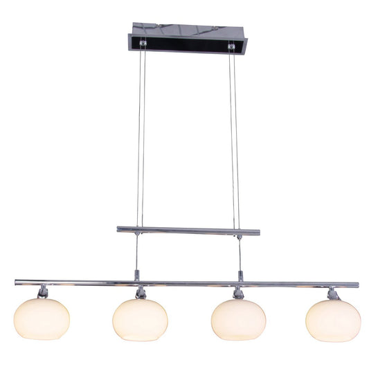 Hanger lamp, 4FLG. "Kemi", 82 cm breed, gemaakt van metaal- en opaalgekleurd glas.