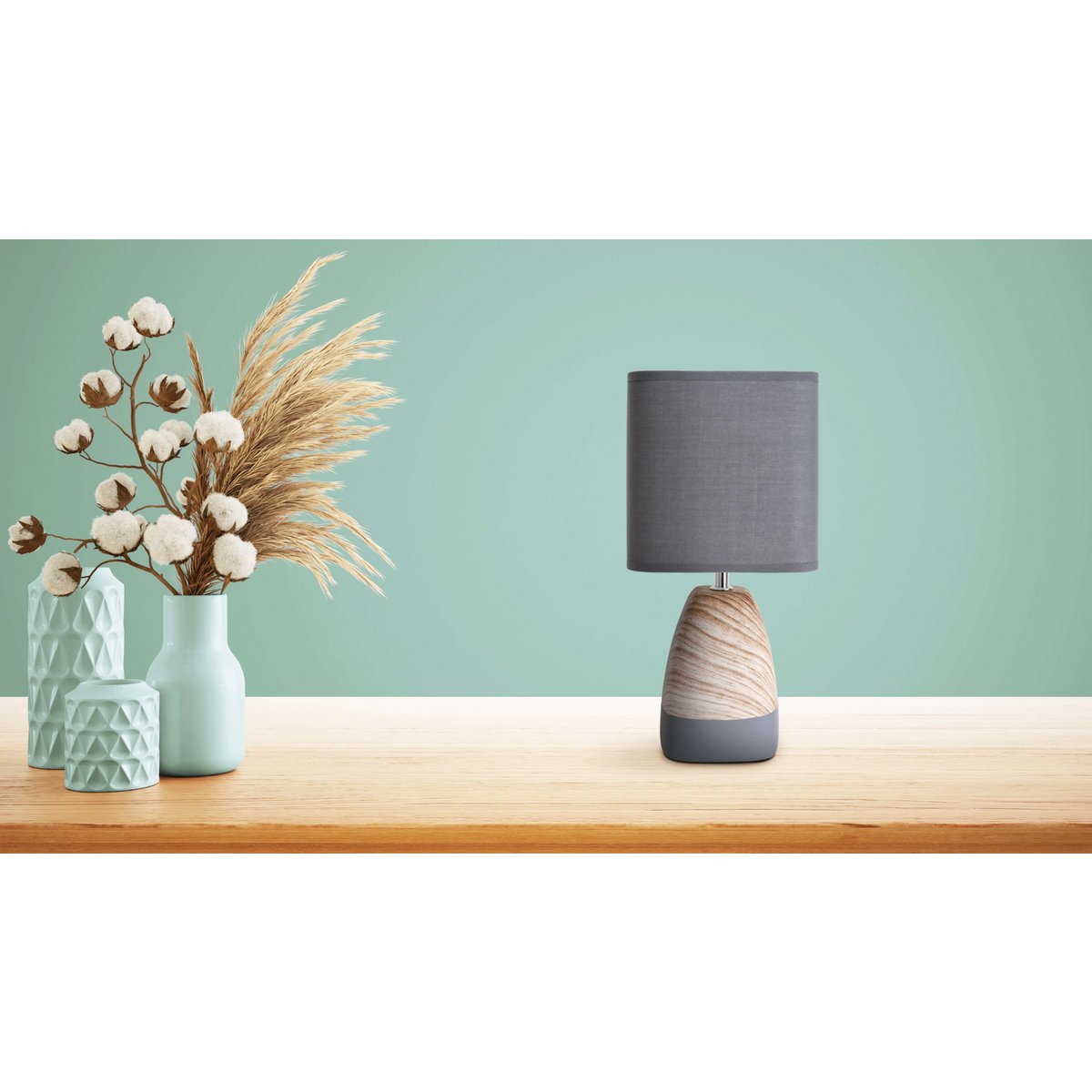 Ceramict Table Lamp "Cremona" gemaakt van keramiek in bruin/grijs met E14 -aansluiting, tafellamp voor woonkamers 31 cm hoog