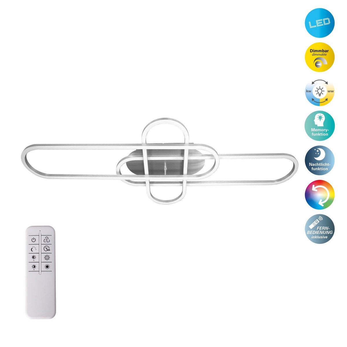 LED CCT-plafondlamp "Carlon" gemaakt van Matt-Silver Aluminium en Plastic, met geïntegreerde LED, 120 cm lang