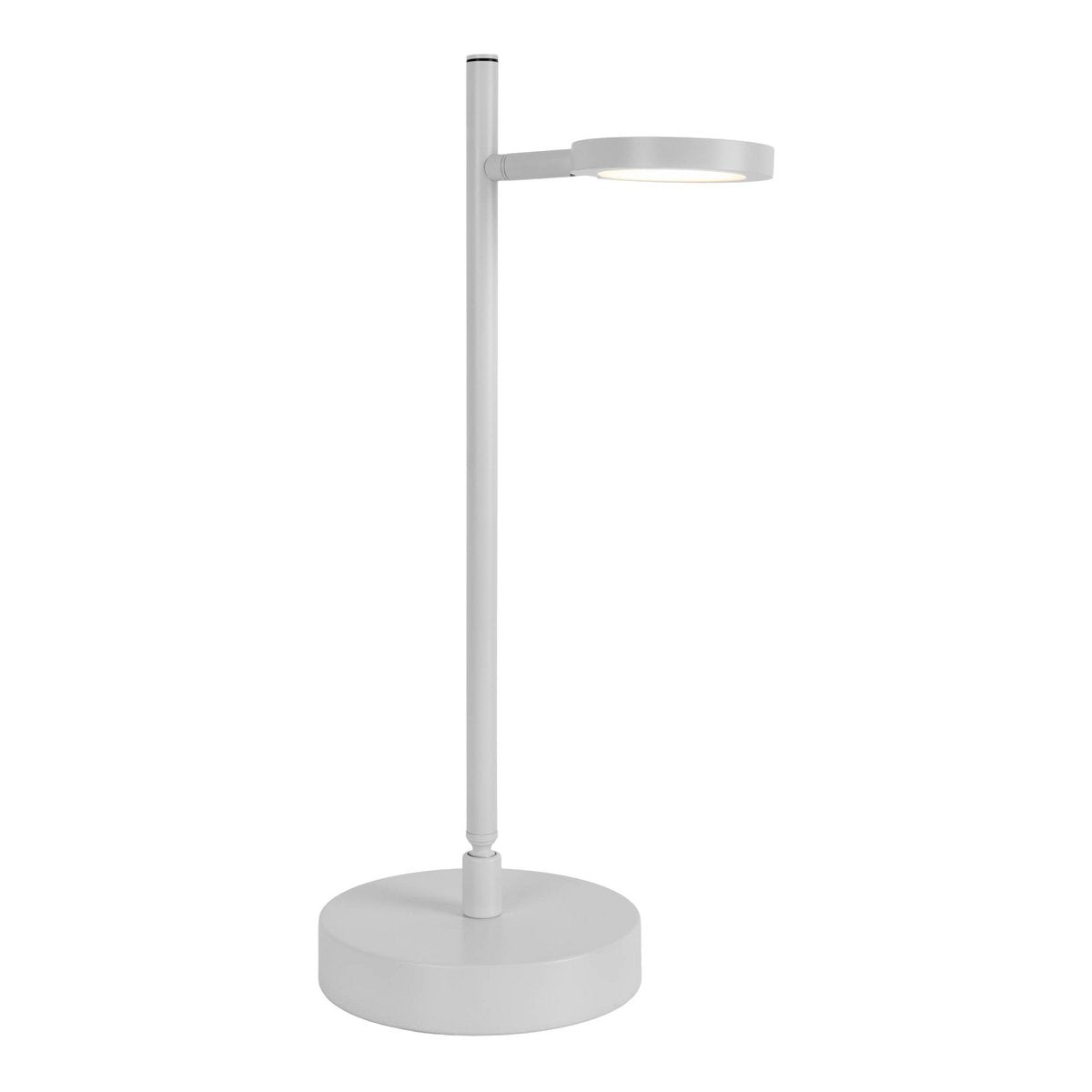 LED draadloze tafellicht "Lupa", 45 cm hoog, gemaakt van gelakte aluminium (wit) en wit plastic, LED geïntegreerde, dimbare, aanraaksensor.