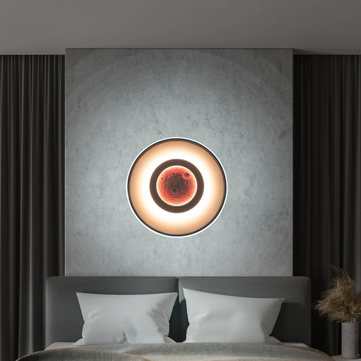 LED -plafondlamp CCT / RGB met maanstructuur, Ø 50 cm, veel functies, gemaakt van metaal en plastic, inclusief afstandsbediening