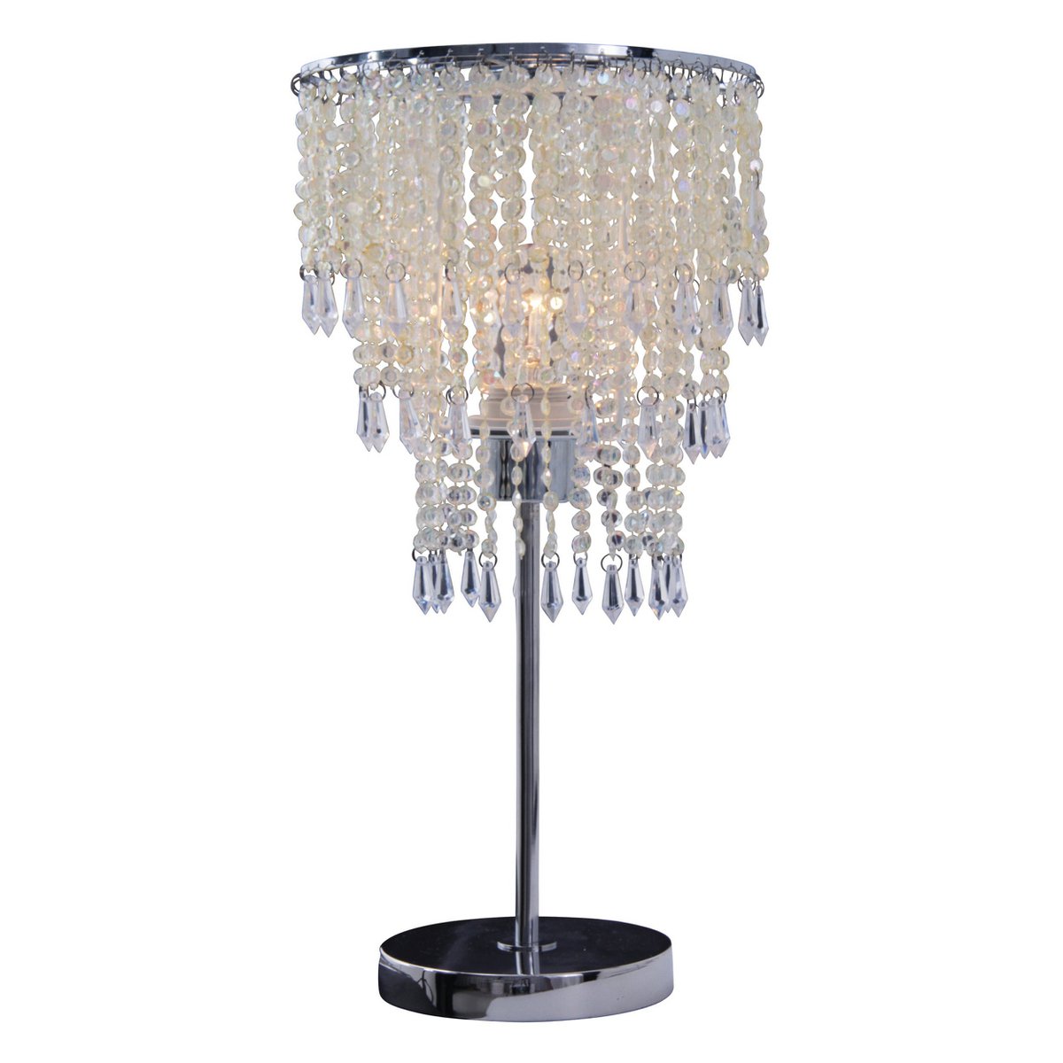 Deko hanger lamp "Kira", moderne kroonluchter gemaakt van metaal en plastic in helder/transparant, met E27 -versie en een Øvon 22,5 cm