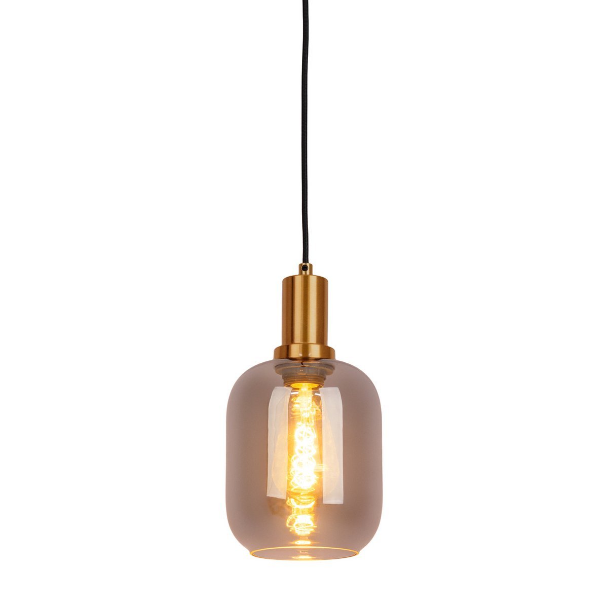 1-pendelende lamp "fumo", hanglamp gemaakt van metaal en glas in zwart, met E14-aansluiting, voor eetkamer, woonkamer, gang of kantoor, hangende lamp 150 x 20 cm
