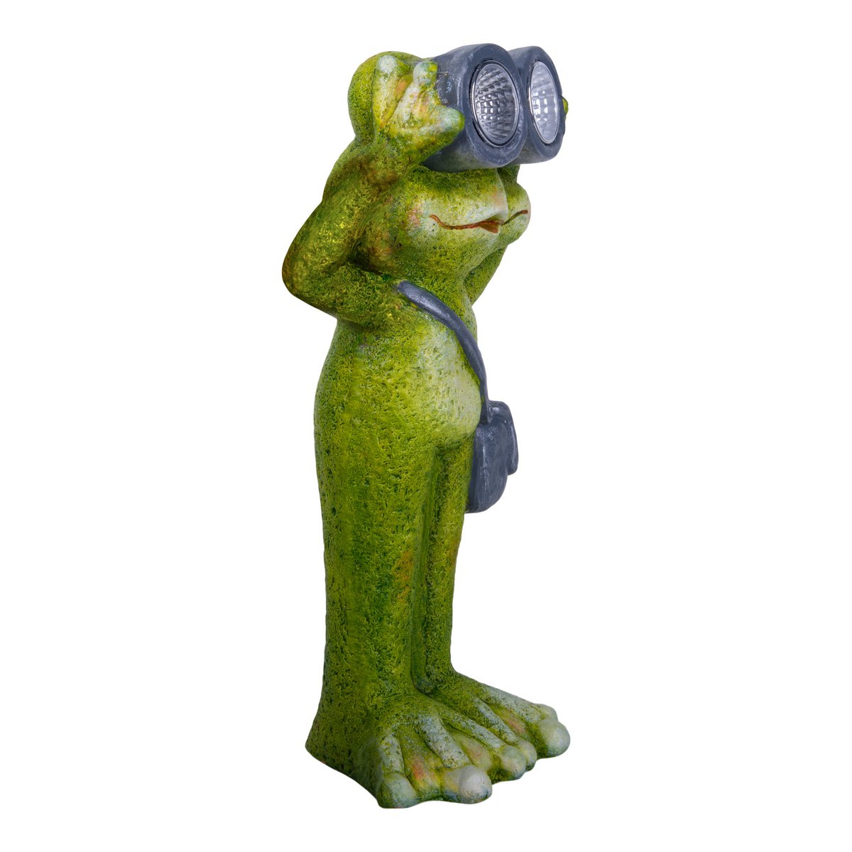 LED Solar Light "Frog" staande voor terras en tuin, gemaakt van groen keramiek, met stevig ingebouwde LED's, decoratielamp voor 30 cm hoog
