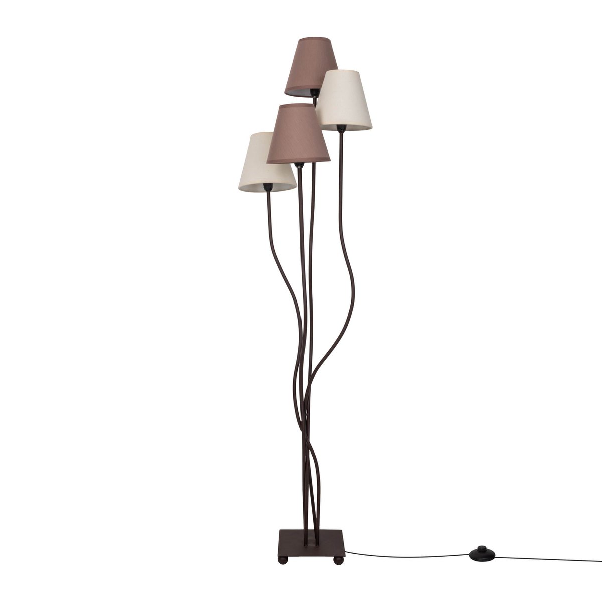 Textiel staande lamp 4-flame "boho", vloerlamp in beige/bruin, met E14-aansluiting, voor eetkamer, woonkamer, gang of kantoor, 138 cm hoog