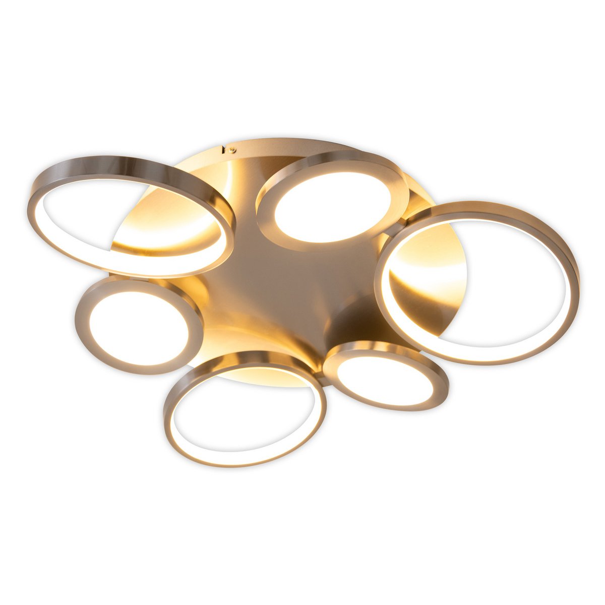 LED-plafondlicht "Stelari" Ø 56 cm, gemaakt van metaal in stalen blank en wit plastic, met stevig ingebouwde LED's, plafondlamp voor woonkamers of kantoor