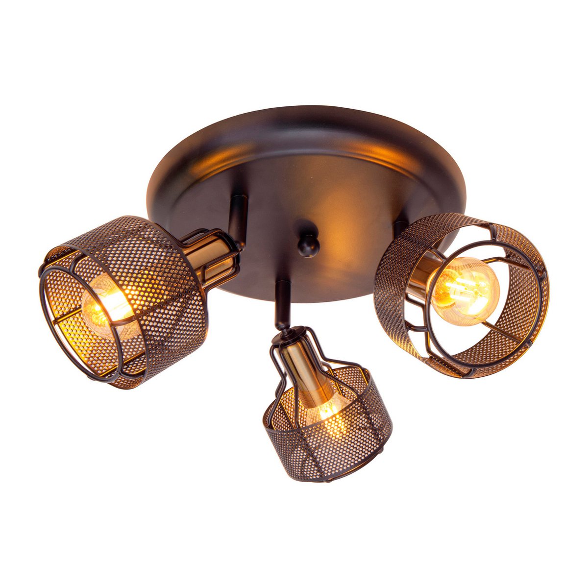 3-zits muur en plafond Rondel Spot "foro" gemaakt van metaal in zwart en goud, met E14-versies, 41 cm diameter. Stijlvolle verlichting voor woonkamer, eetkamer of keuken.