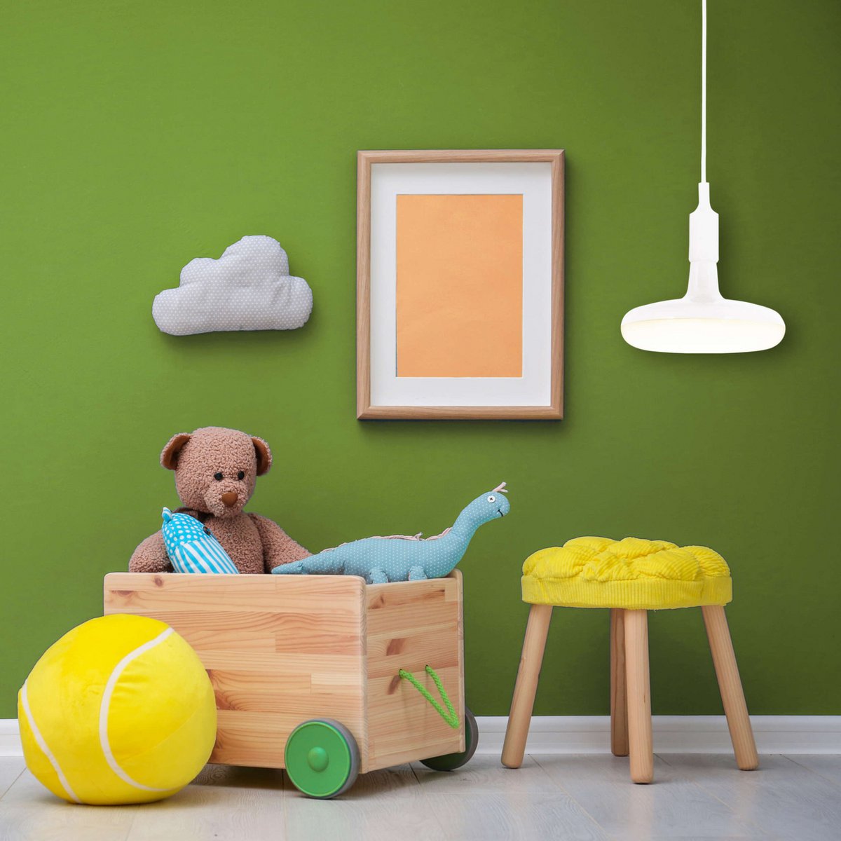 Hangende lamp "UFO" LED witte hangende lamp gemaakt van plastic met E27 -aansluiting inclusief lampen