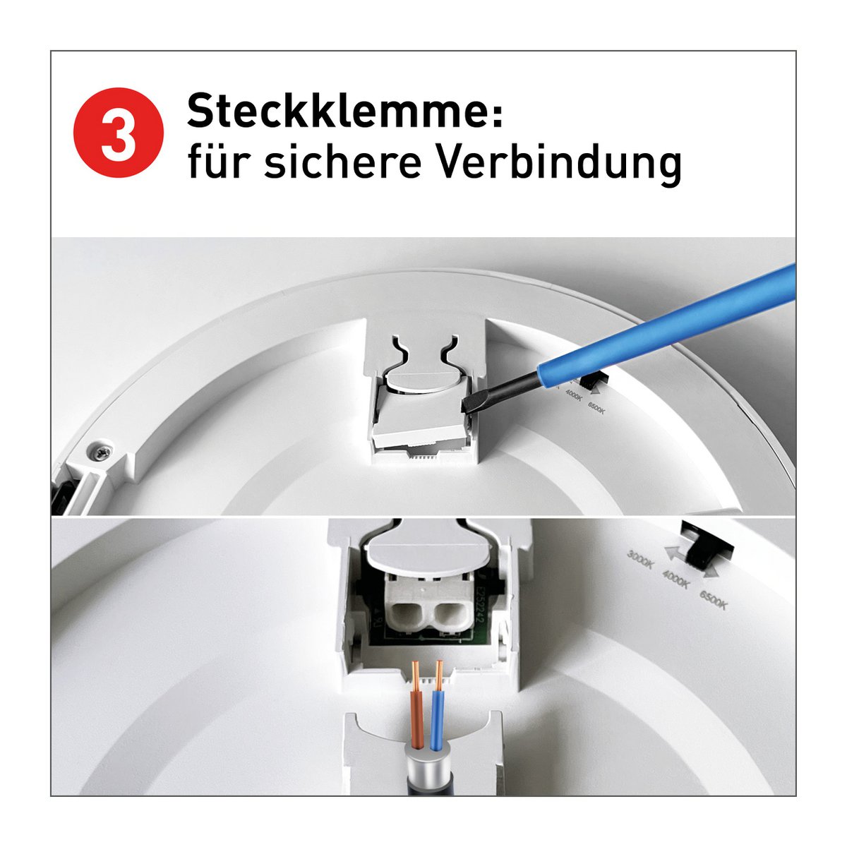 LED-plafondlamp "bonus" Ø21,7 cm, functionele lichtinstallatie en structuur mogelijk, plafondlamp gemaakt van metaal en plastic in wit, met stevig ingebouwde LED's, waaronder CCT-kleurwisselaar