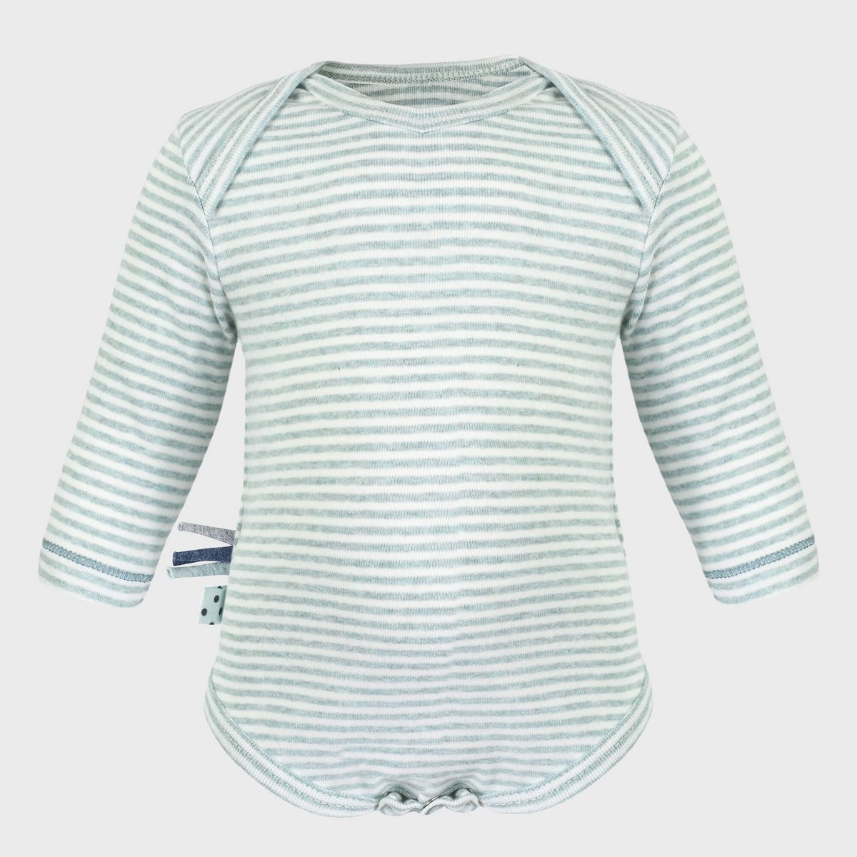 OrganicEra biologische baby rompertje met lange mouwen, aqua gestreept