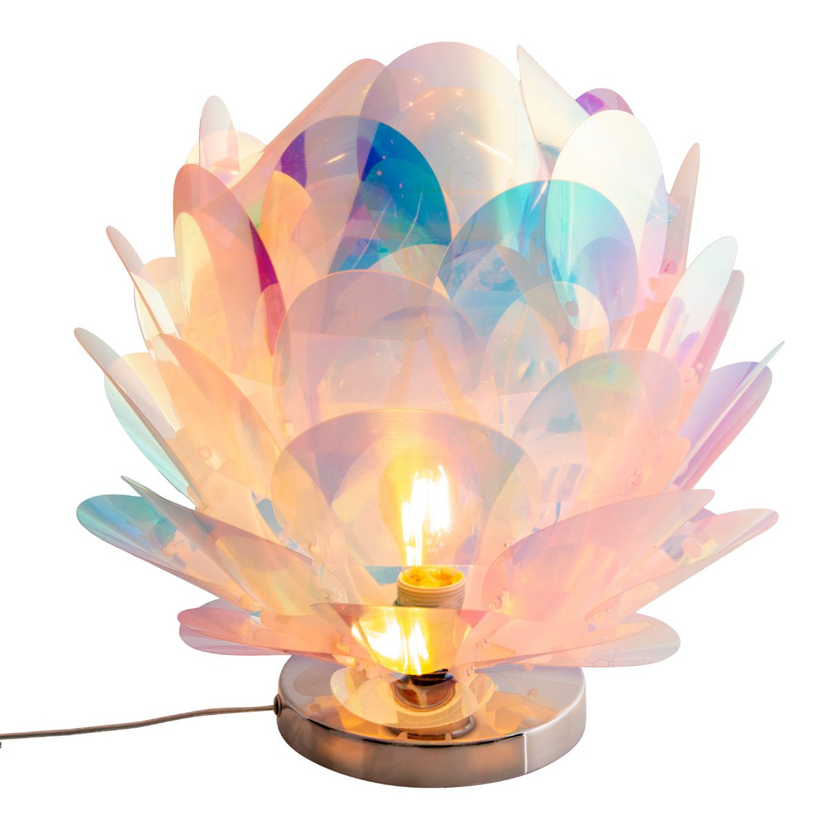 Tafellicht "fora" gemaakt van metaal en iriserend plastic, E27 -aansluiting, verlichting voor woonkamer, eetkamer en nachtkastje, Ø41 cm