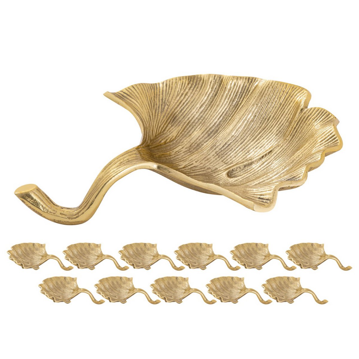 Decoratieve shell bowl master doos 12-delige aluminium ginkgo groot goud of zilveren bladschaal