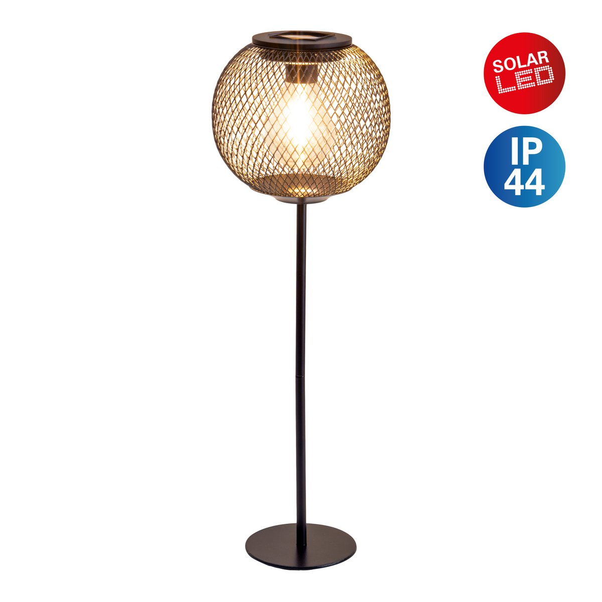 LED ZONNELIJKE LICHT "Geli", buitendecoratie gemaakt van metaal en plastic in het zwart, met stevig gebouwd -in LED