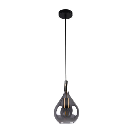 Hanger lamp "gota", retro klassieke hanglamp gemaakt van zwart rookglas Ø 20 cm, met E27 -versies, 150 hoog, ideaal voor eetkamer, woonkamer en keuken.