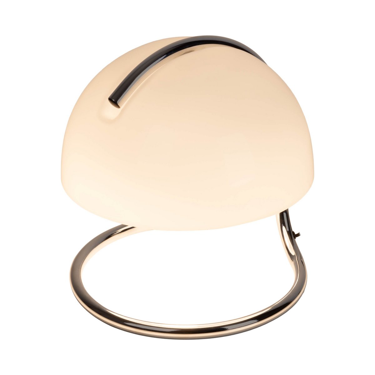 Tafellamp "Burano" wit, ca. 25 cm hoog, Ø 23,5 cm, gemaakt van chroom -gekleurd metaal en zwart glas, E27.