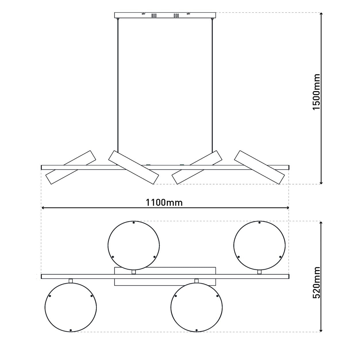 Led hanger lamp "Tessa" amandel, 150 cm hoog, 110 cm lang, gemaakt van metaal in matte amandel (Pantone 481 C) en zwart -wit plastic