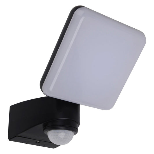 LED externe wandlamp "Jaro" met 360 ° bewegingsdetector, gemaakt van plastic in antraciet, met geïntegreerde LED