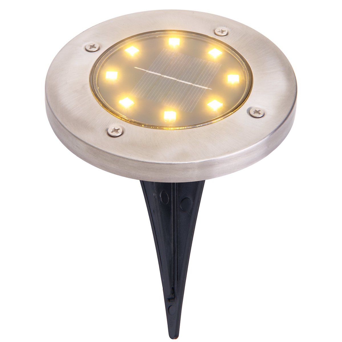 6-set LED LED-zonnebodem-zo-spit "Kian", voor buiten, spiesjes gemaakt van metaal en plastic in staal blanco, met geïntegreerde LED