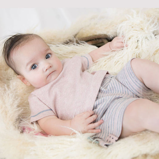 OrganicEra biologische babyshort, roze gestreept