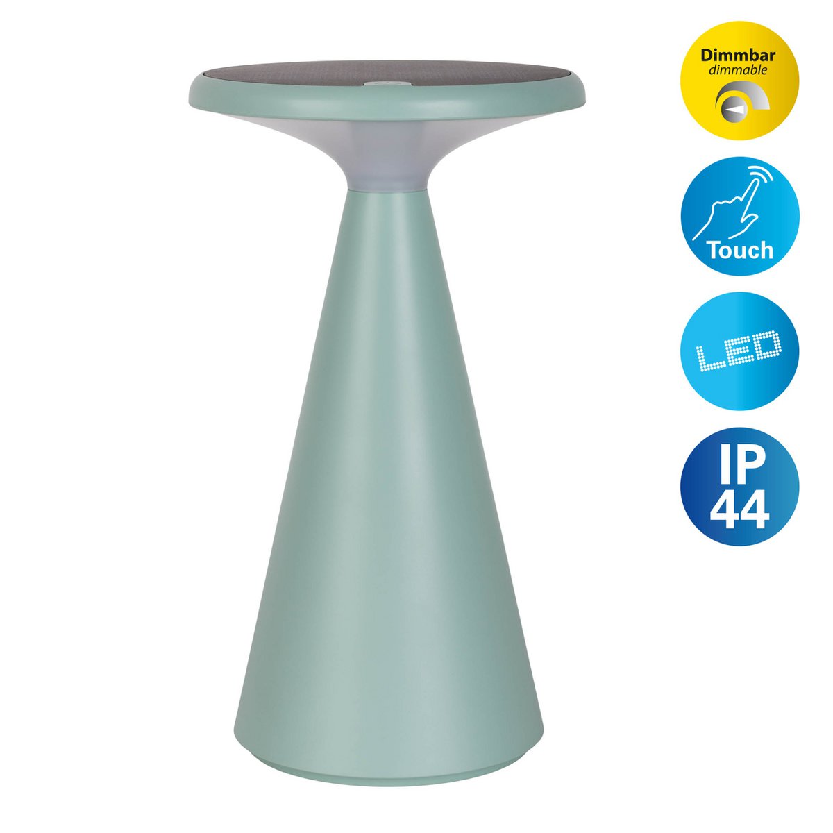 Zonne -batterijtafellamp "Palu" voor buiten en binnen, gemaakt van plastic in groen, 20 cm hoog