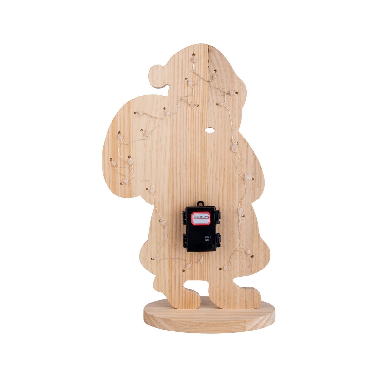 Led Wood Decolum "Santa" Small, kerstdecoraties gemaakt van hout in de natuur, met stevig ingebouwde LED's, voor de buitenruimte