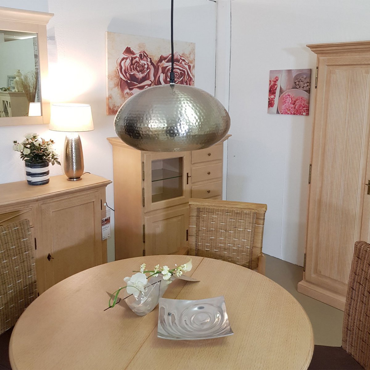 Hangende lamp hanglamp hintlamp metalen eettafel plafondlamp gehembled goud/zilver vintage