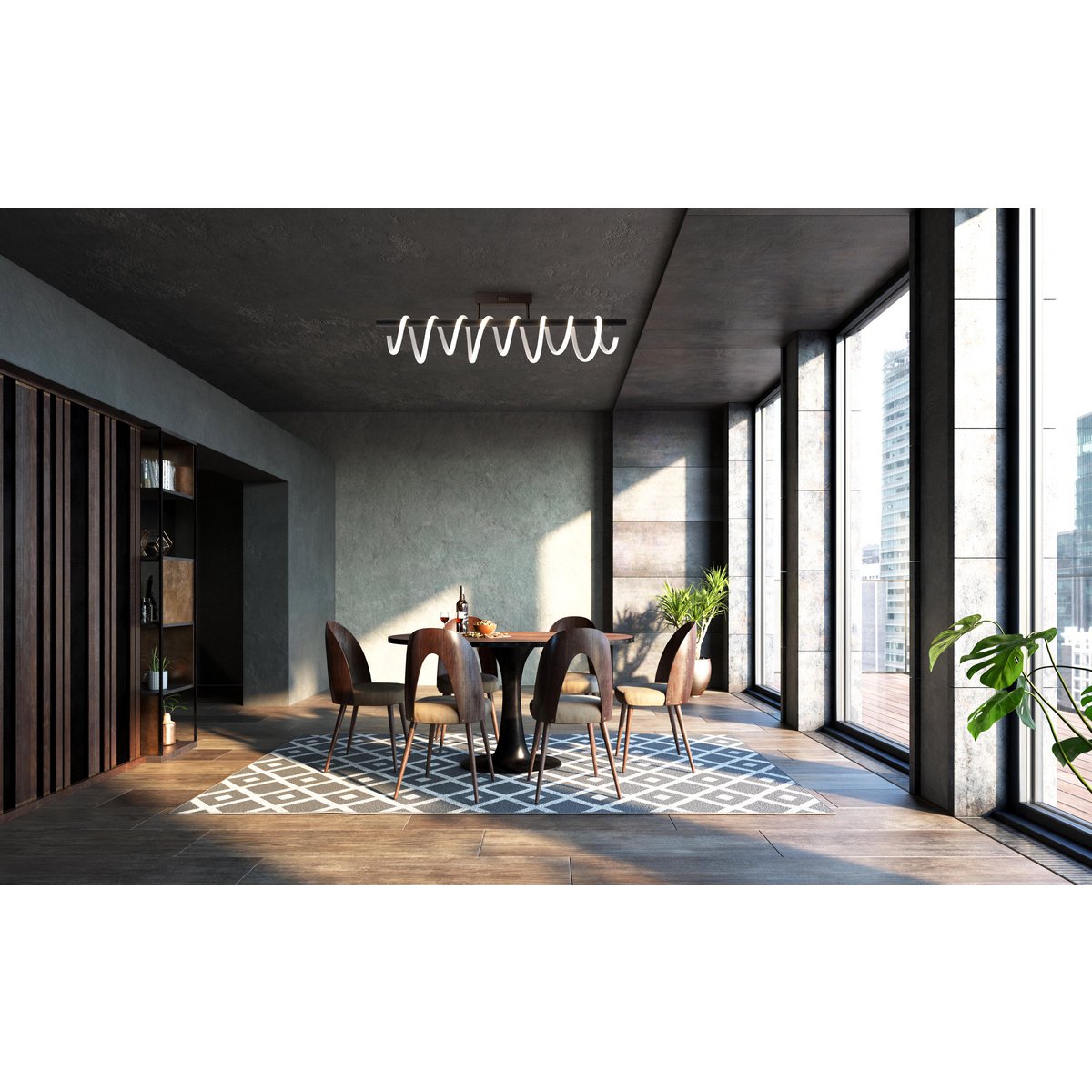 LED -plafondlicht "Belleza", moderne metalen plafondlamp en plastic in zwart en wit, met stevig gebouwd -in LED's, dimbaar, ongeveer 100 cm lang. De ideale verlichting voor woonkamer, eetkamer of keuken.