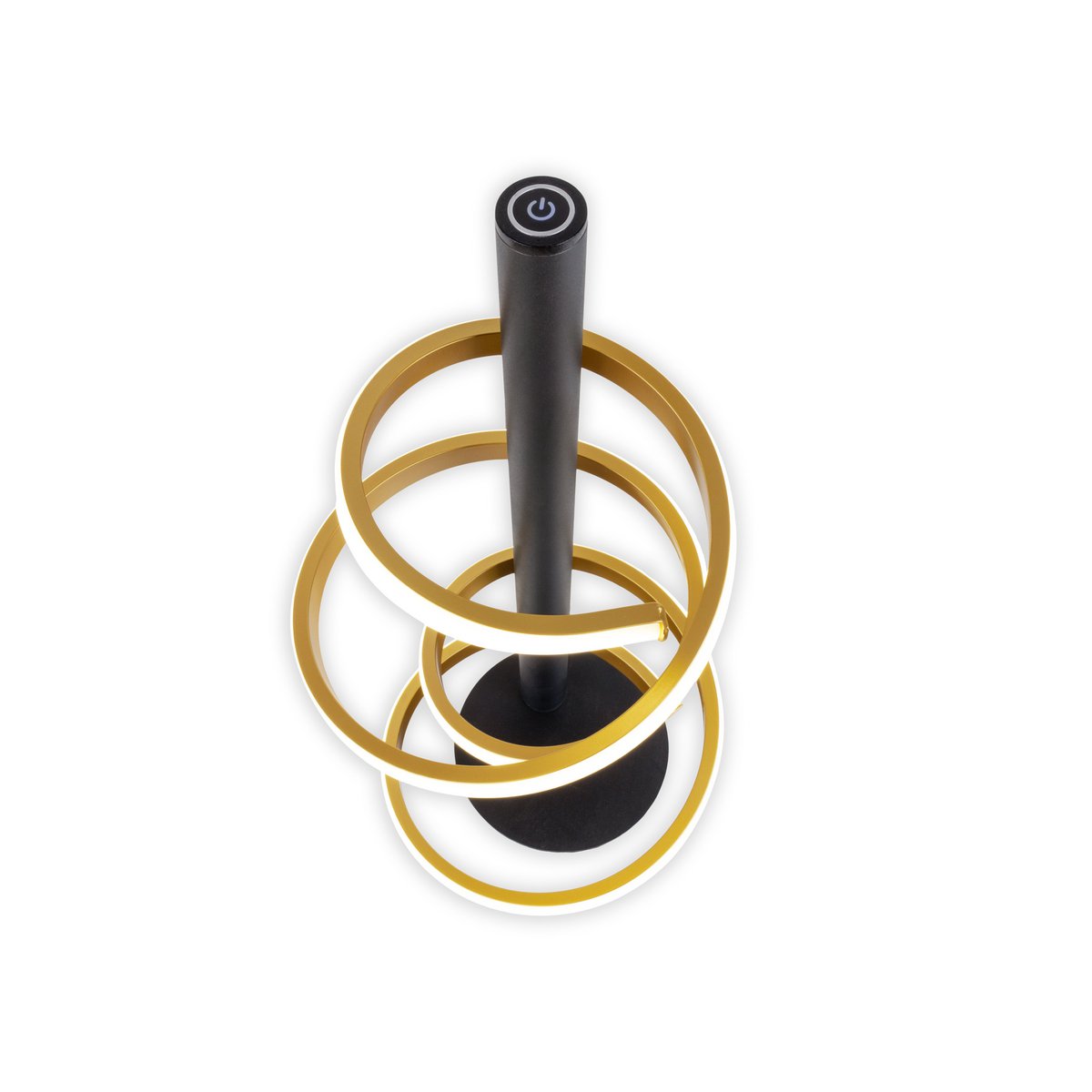 LED -tafellamp "Belleza", moderne metalen en plastic tafellamp in zwart, goud en wit, met stevig gebouwd -in LED's, 50 cm hoog, verlichting voor woonkamer, eetkamer, slaapkamer of kantoor.